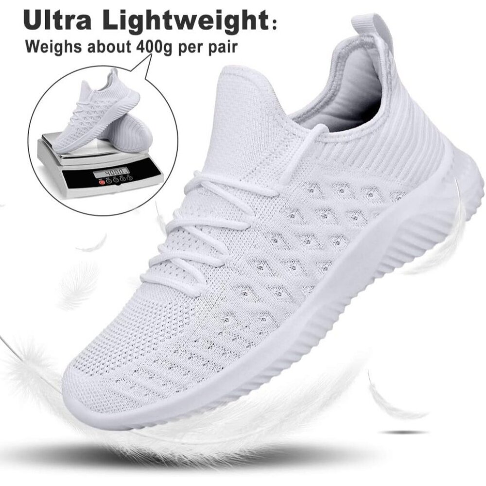 👑Men's Athletic Running Sneakers White Walking Sports Casual Lightweight Shoes - Picture 4 of 6
